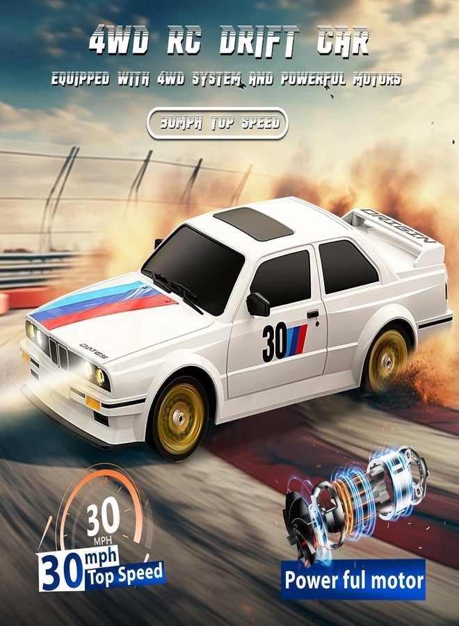 RABJET Remote Controlled Car 1/16 Scale RC Drift Car 2.4GHz 4WD High Speed 30+km/h Classic Vehicle with LED Lights Drifting Tires Racing Vehicle Toys for Adults Boys, Batteries Gifts - Image 4